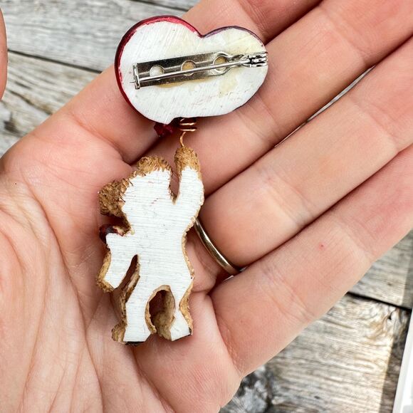 Vintage Jewelry Bear with Balloons Brooch Floating Bear with Balloon Pin - Picture 3 of 3